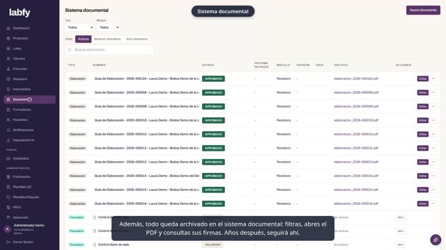 Fotograma de LABFY durante el tutorial «La documentación de cada apunte»