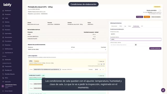 Fotograma de LABFY durante el tutorial «Elaborar con los cálculos hechos»