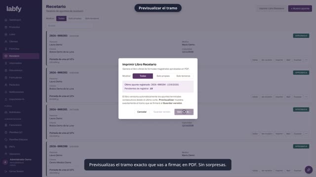 Fotograma de LABFY durante el tutorial «El libro recetario»