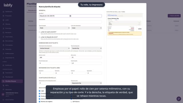 Fotograma de LABFY durante el tutorial «Tu etiqueta»