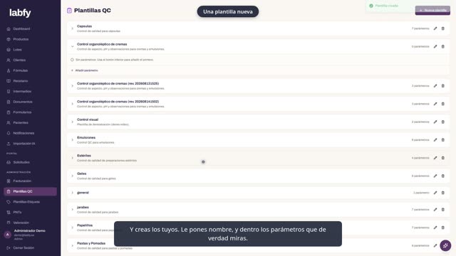 Fotograma de LABFY durante el tutorial «Tus controles de calidad»