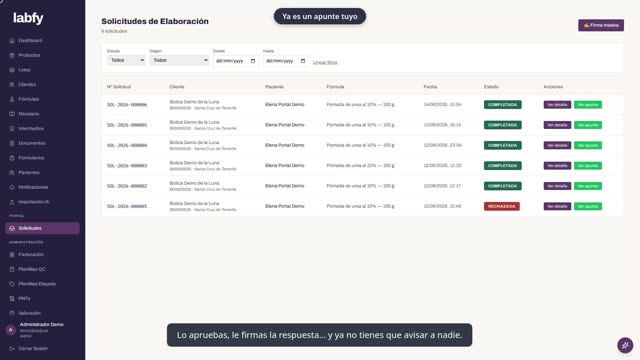 Fotograma de LABFY durante el tutorial «La vuelta: de petición a apunte»