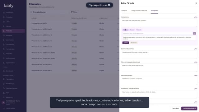 Fotograma de LABFY durante el tutorial «Procedimiento y prospecto con IA»